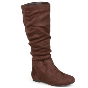 Journee Collection Brown Slouch Knee-High Wedge Boots